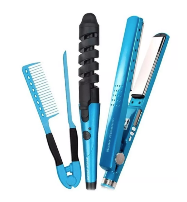 Combo Nano Titanium Plancha Rizador Peine - Imagen 3
