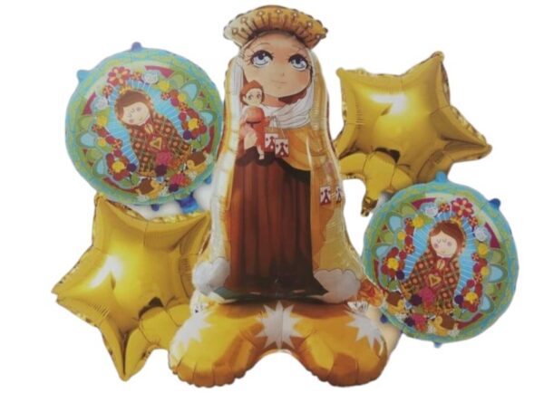 Buket Virgen del Carmen x5 Globos Metalizados
