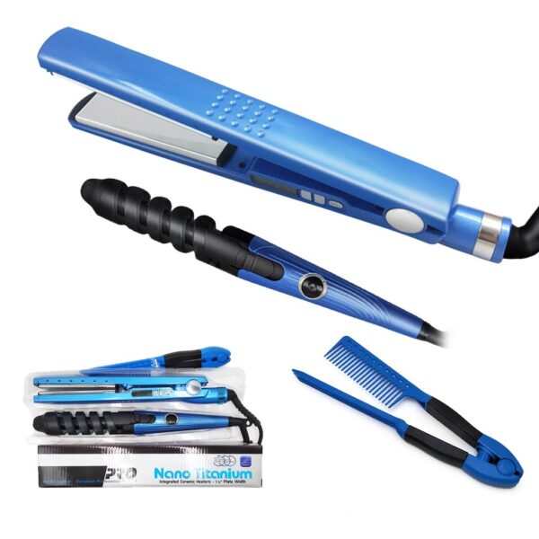 Combo Nano Titanium Plancha Rizador Peine