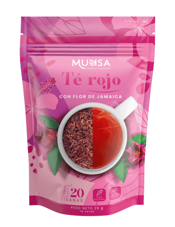 Té Rojo Munsa con flor de jamaica natural de 26 g