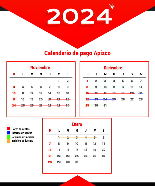 Calendario de pago Apizco