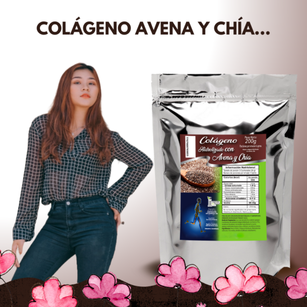 Colágeno Hidrolizado Bio chemical con Avena y chía 200g - Imagen 2