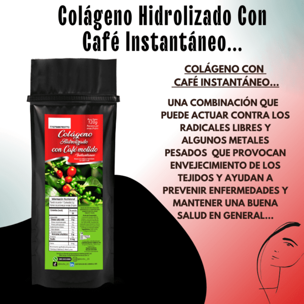 Colágeno Hidrolizado Bio chemical con Café Instantáneo 120g - Imagen 2