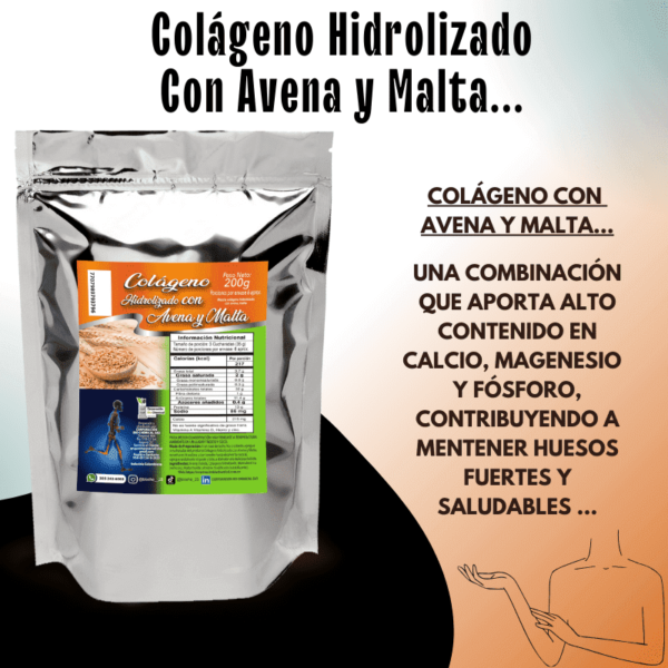 Colágeno Hidrolizado Bio chemical con Avena y Malta 200g - Imagen 2
