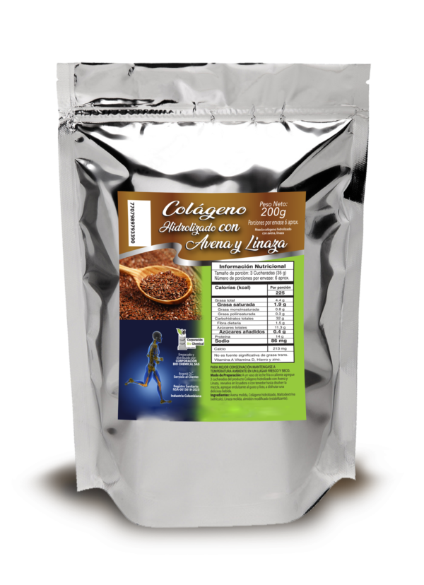 Colágeno Hidrolizado Bio chemical con Avena y Linaza 200g
