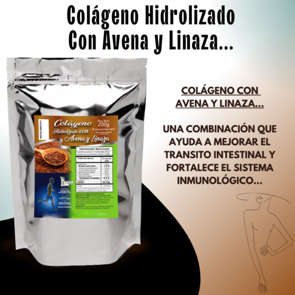 Colágeno Hidrolizado Bio chemical con Avena y Linaza 200g - Imagen 2