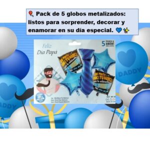 Bouquet Metálico para Papá 5 Globos para Sorprender con Estilo